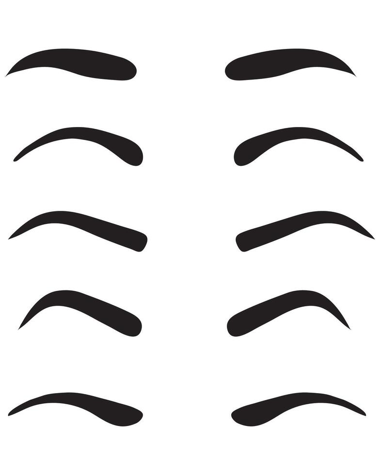 Isolated Eyebrows Set Cartoon Style Eyebrow Makeup Template vector