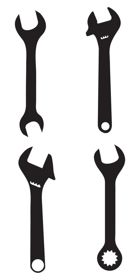 Crossed Wrench Silhouette Art for Tools and Mechanic Designs vector