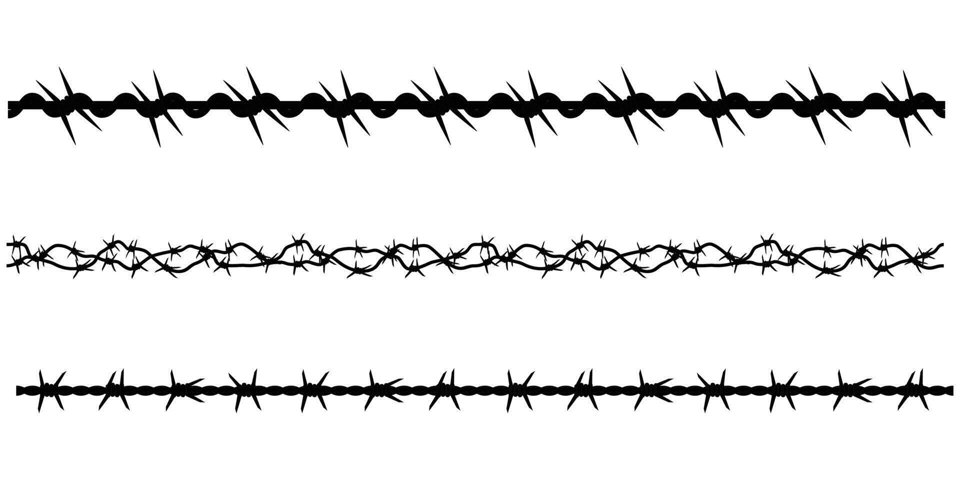 Barbed Wire Silhouette Isolated Fence Wire Mesh Illustration vector