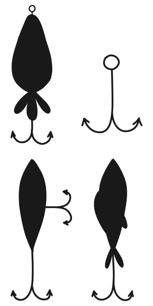 Lure Set Fishing Bait Icon Collection vector