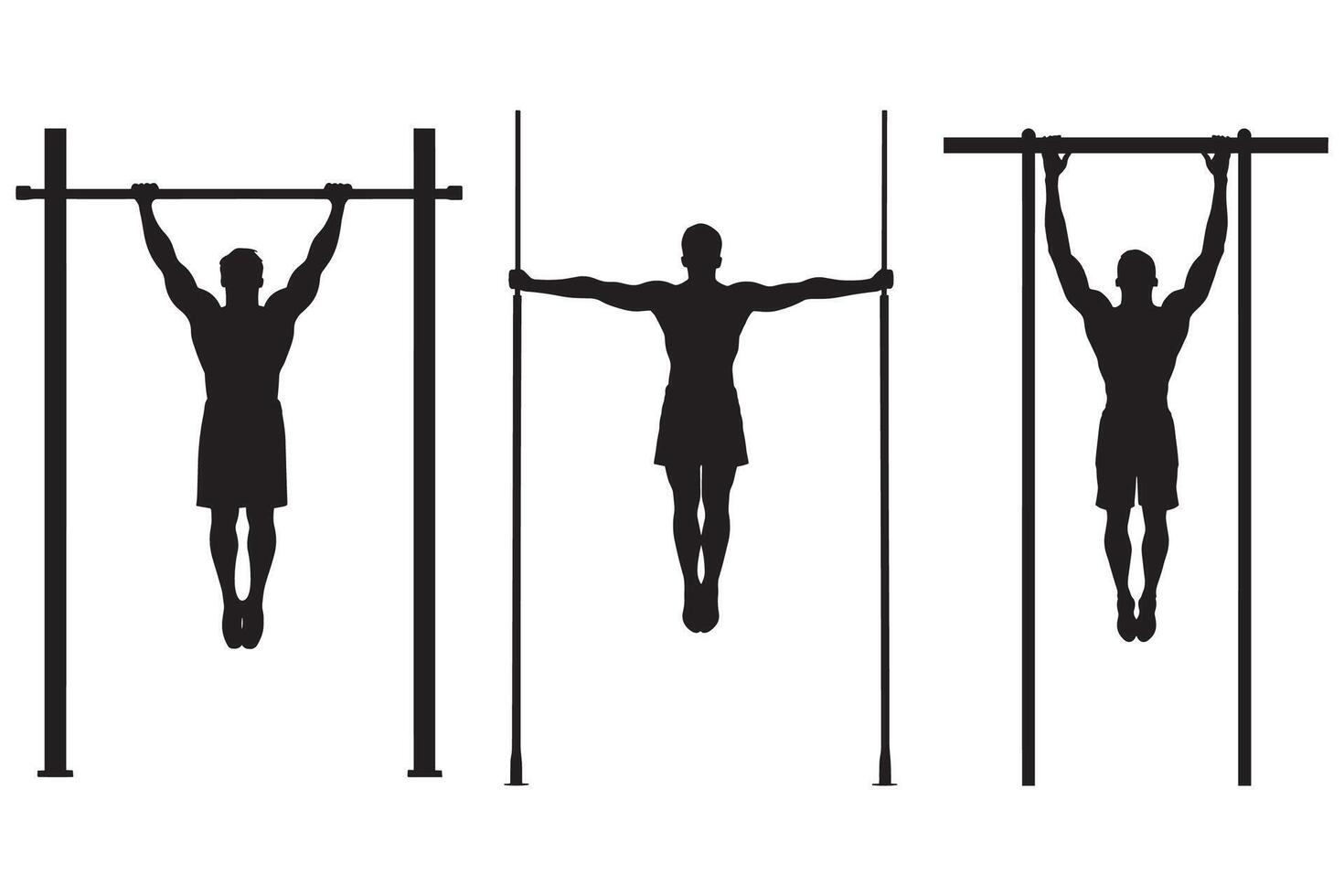 Man Doing Pull-Ups Silhouette for Fitness and Exercise Designs vector