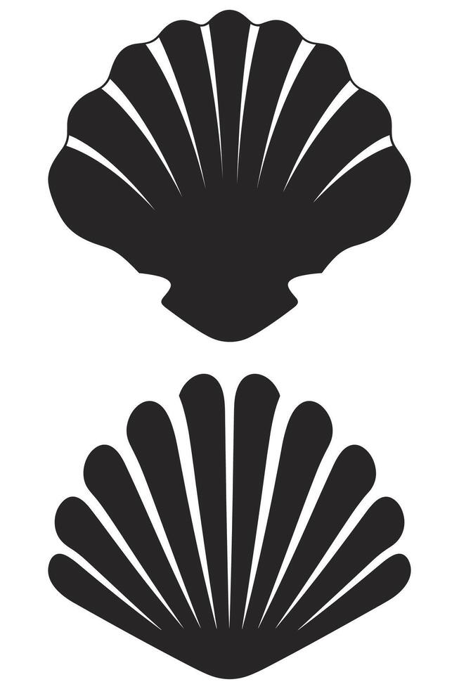 Scallop Line Icon Set Modern Flat Style Logo for Coastal and Marine Themes vector