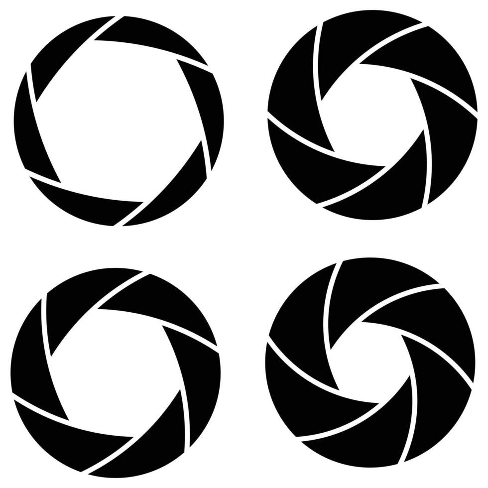 Set of Black Camera Shutter Icons Illustration on White Background vector