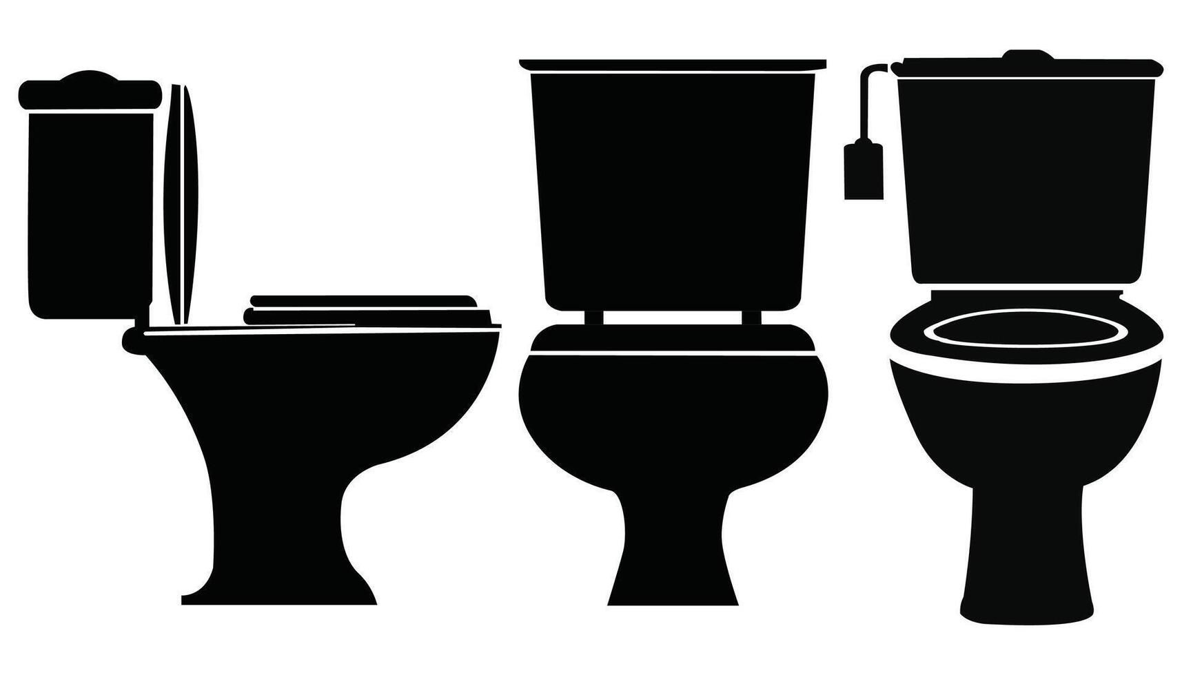 Toilet Line Icon Set - Bowl, Sanitaryware, Bidet vector