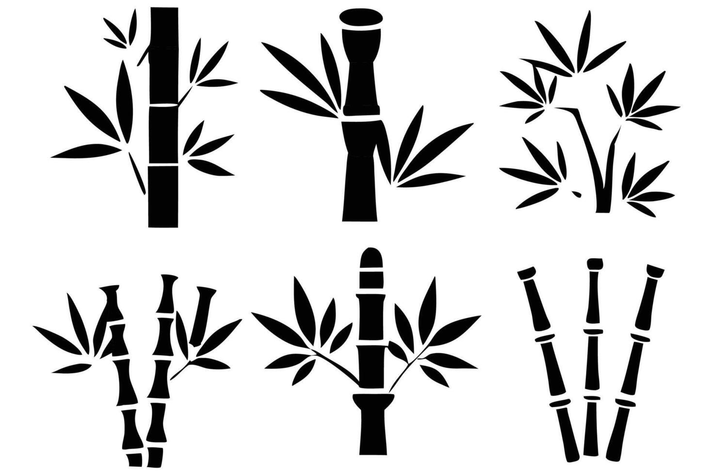 Bamboo Icon Set Thin Line Illustrations for Nature and Eco Designs vector