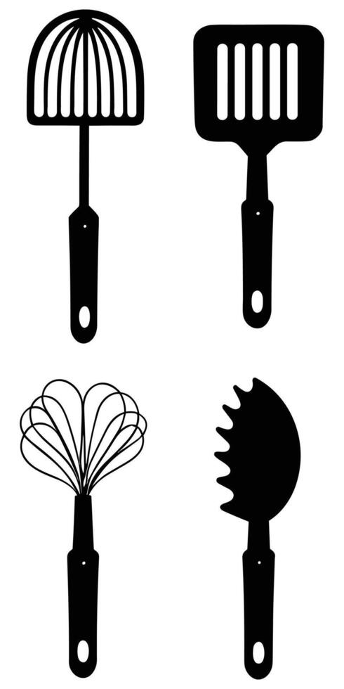 Big Hand-Drawn Collection of Kitchen Utensils Isolated on White Background vector