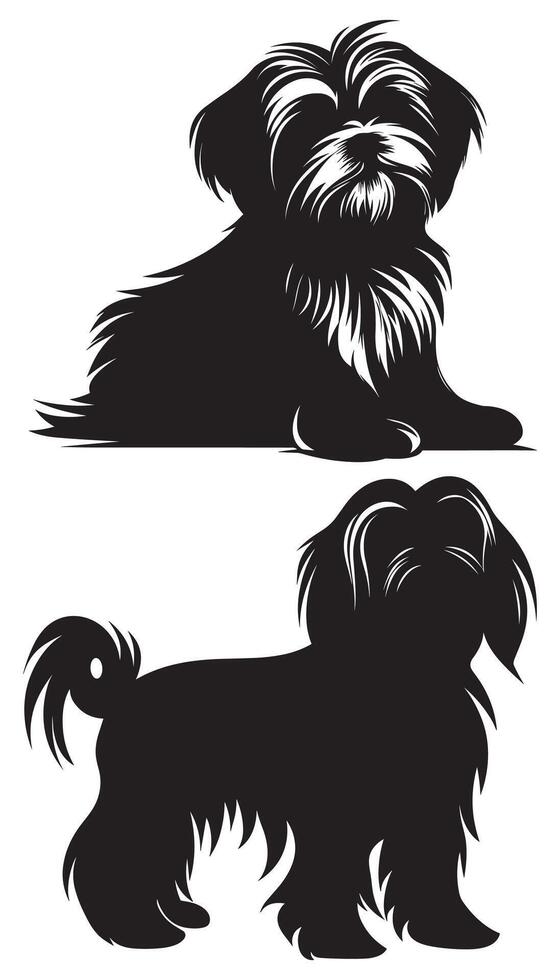 Decorative Shih-Tzu Dog Portrait - Standing Profile Illustration vector