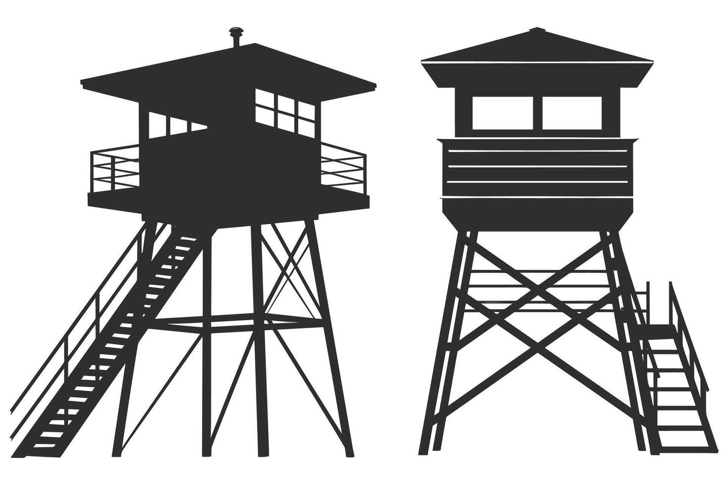 Watchtower Silhouette Guard Tower Icon for Security and Defense vector
