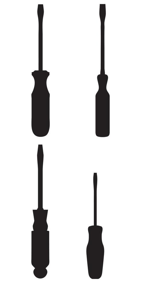 Flat Head and Phillips Screwdriver Icons Illustration for Tools vector