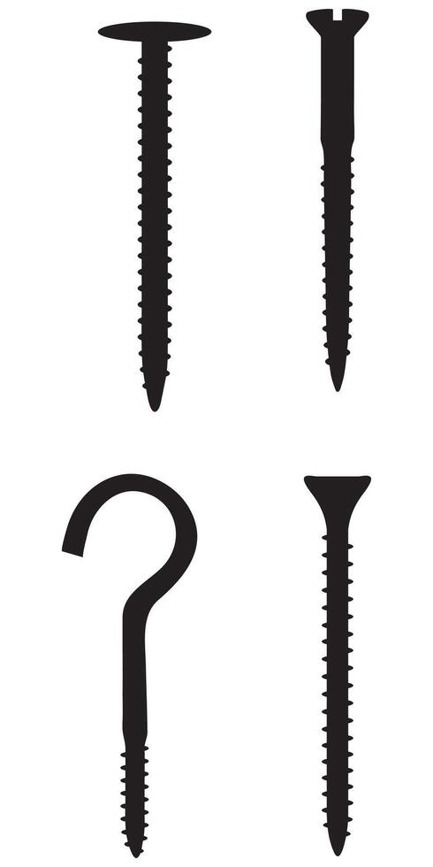 Self-Tapping Screw Icon Set Tools and Hardware Illustrations vector