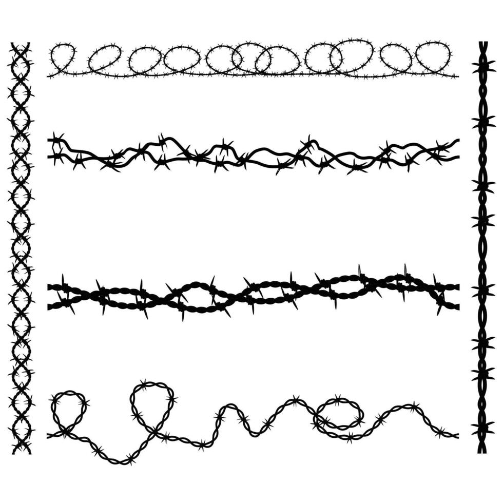 Barbed Wire Silhouette Isolated Fence Wire Mesh Illustration vector
