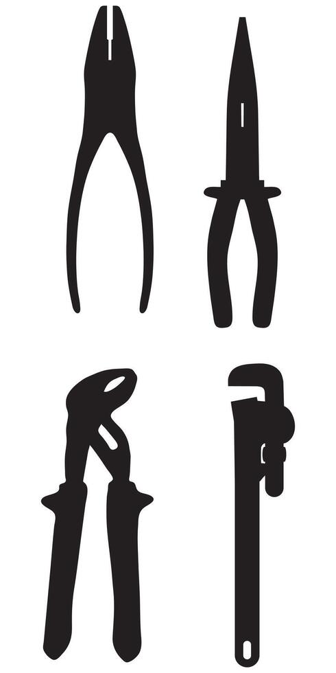 Set Pliers and Side Cutters Icons for Tools and Hardware vector