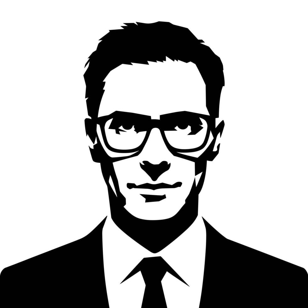 Stylish Man in Glasses Black and White Portrait vector