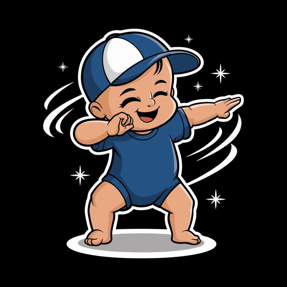 Happy Baby in Cap Doing Dance Pose Illustration vector