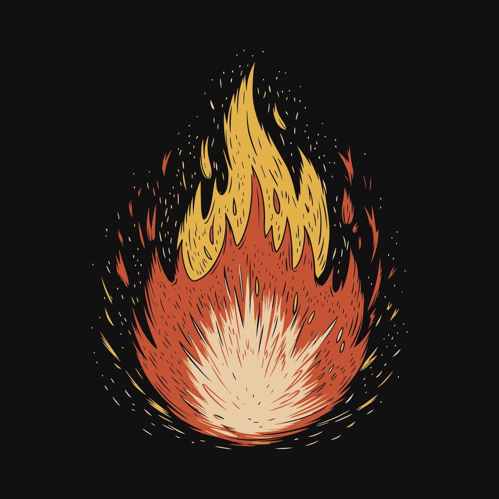 Abstract Fire Flame with Fiery Burst Design vector