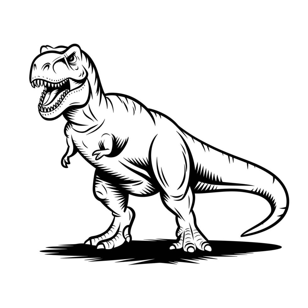 black and white hand-drawn dinosaur sketches vector