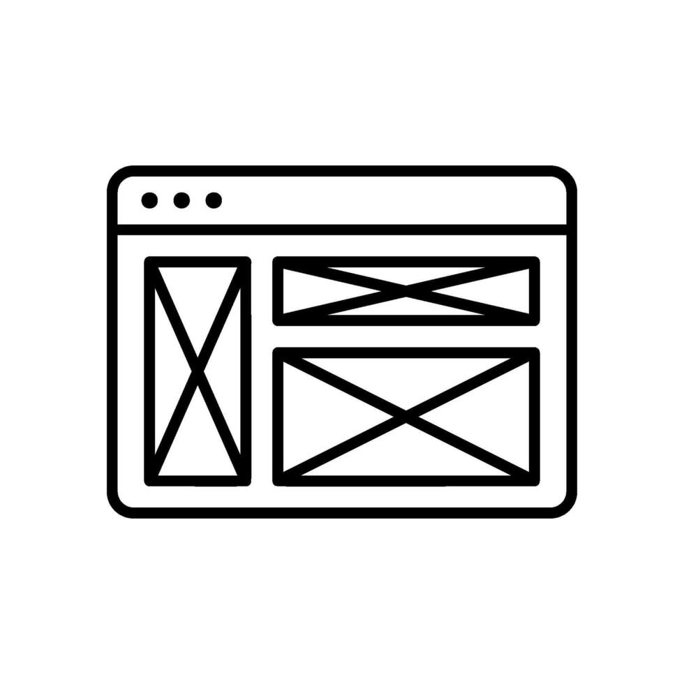 Wireframe icon for website page layout design vector