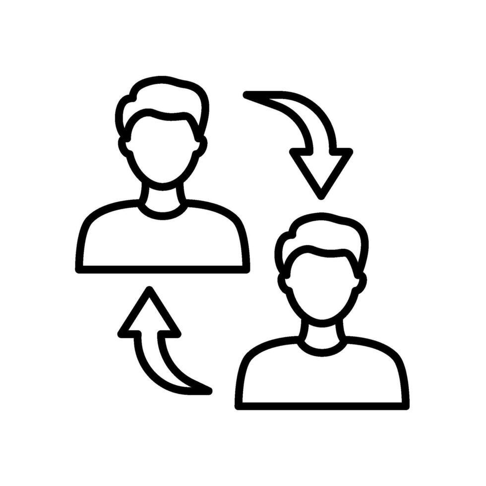 Connect to friends icon with two people and an arrow vector