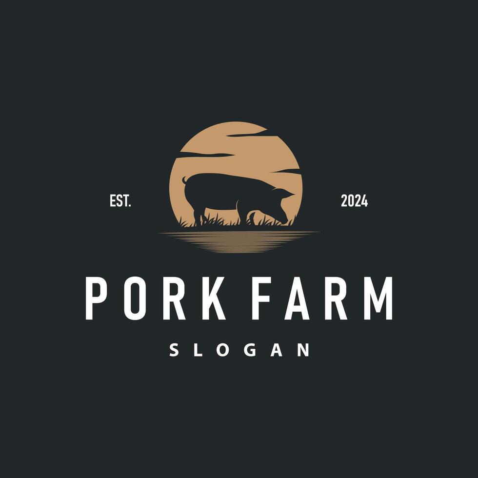 Pig logo grilled pork vector