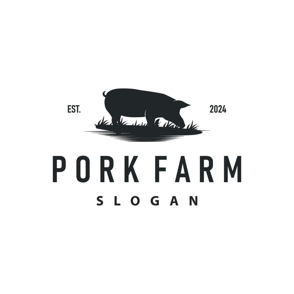 Pig logo simple rustic vector