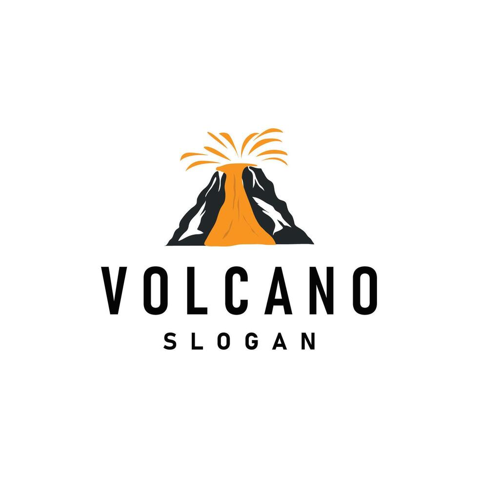 Volcano logo design mountain erupting rocks and lava vector