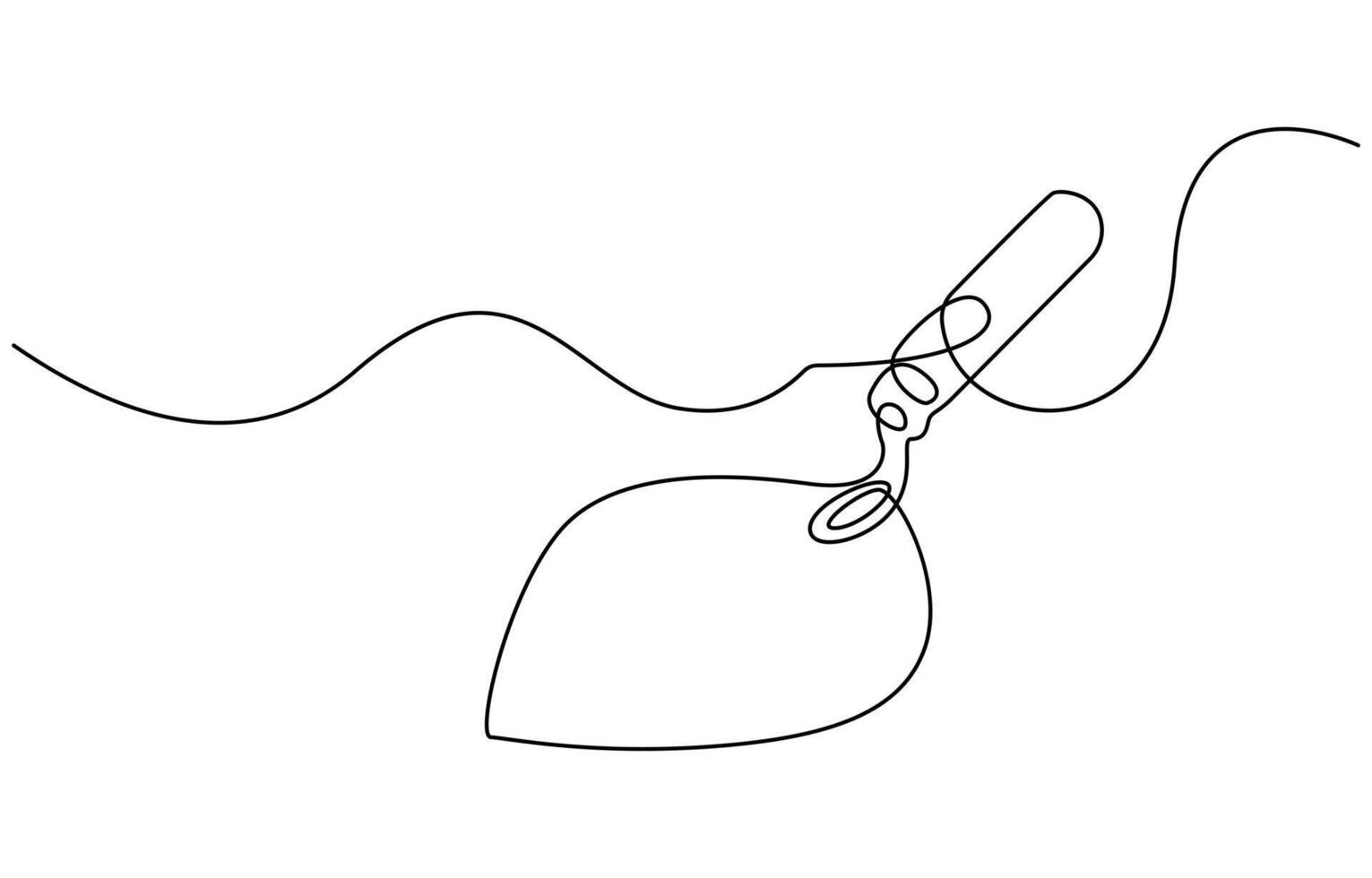 Continuous one line drawing of trowel icon in silhouette on a white background vector
