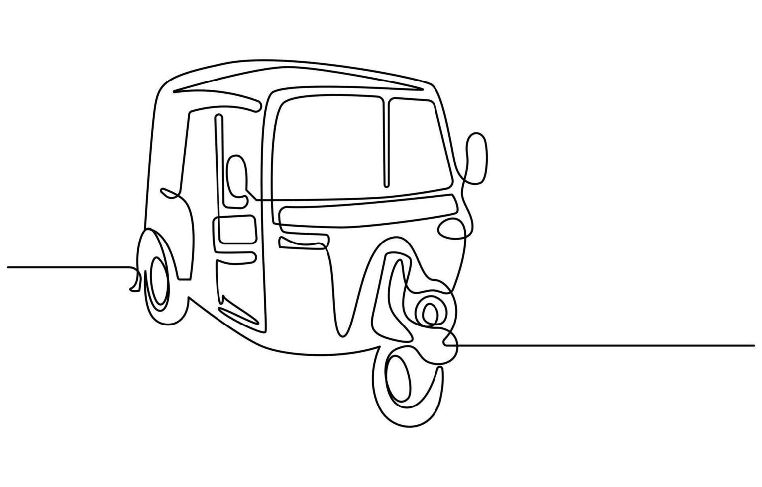 Single continuous line drawing Tuk Tuk Thailand is often used by tourists vector
