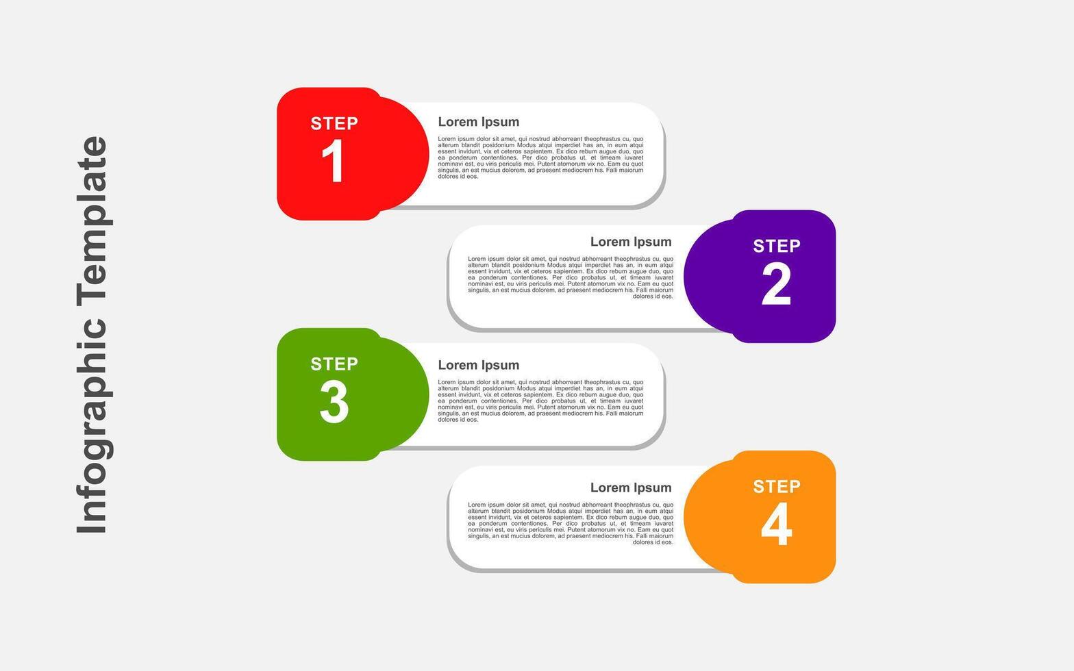 4 step infographic template with white and colorful background. vector
