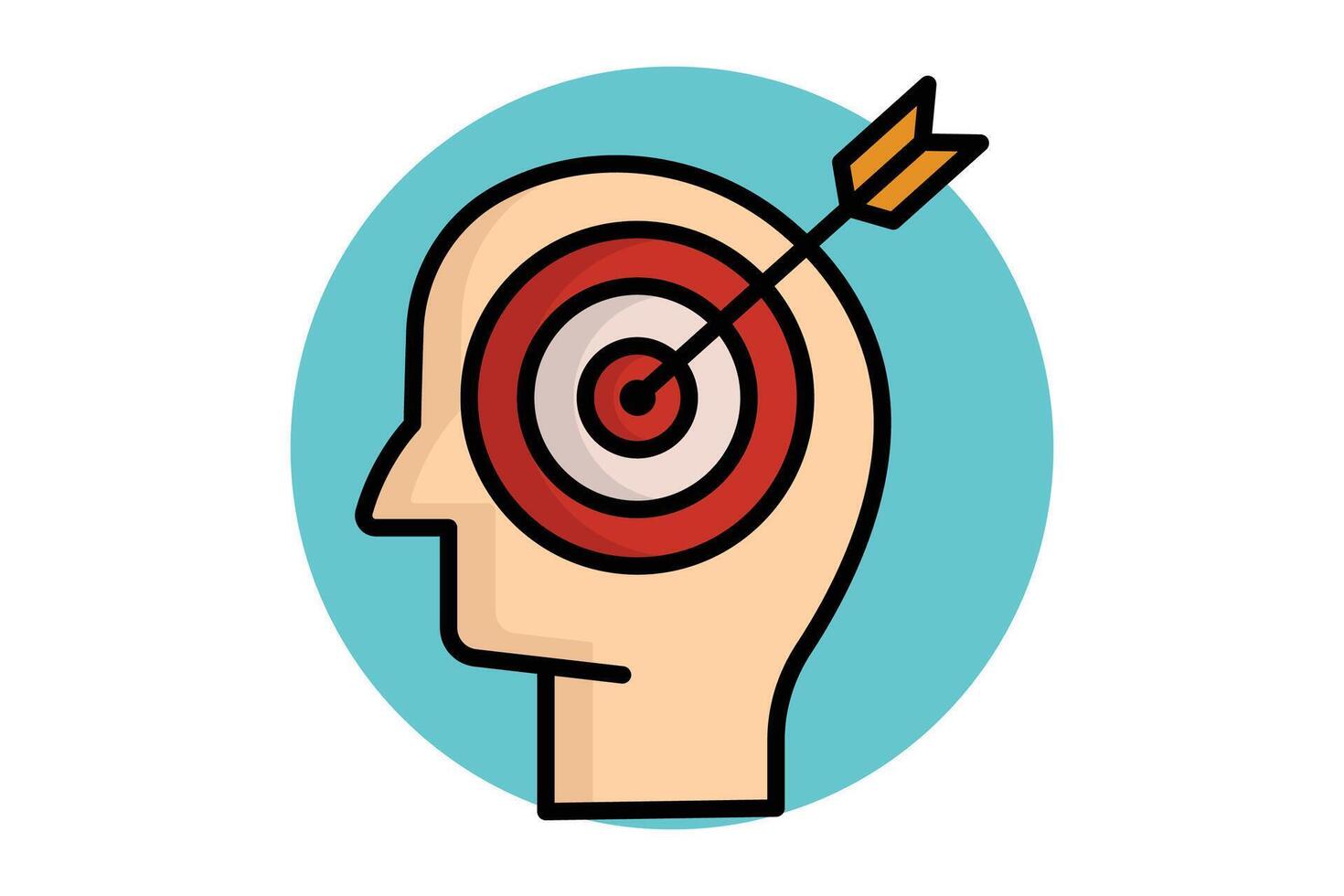 Purpose icon. colored outline icon style. head with target. icon related to motivation. success elements illustration vector