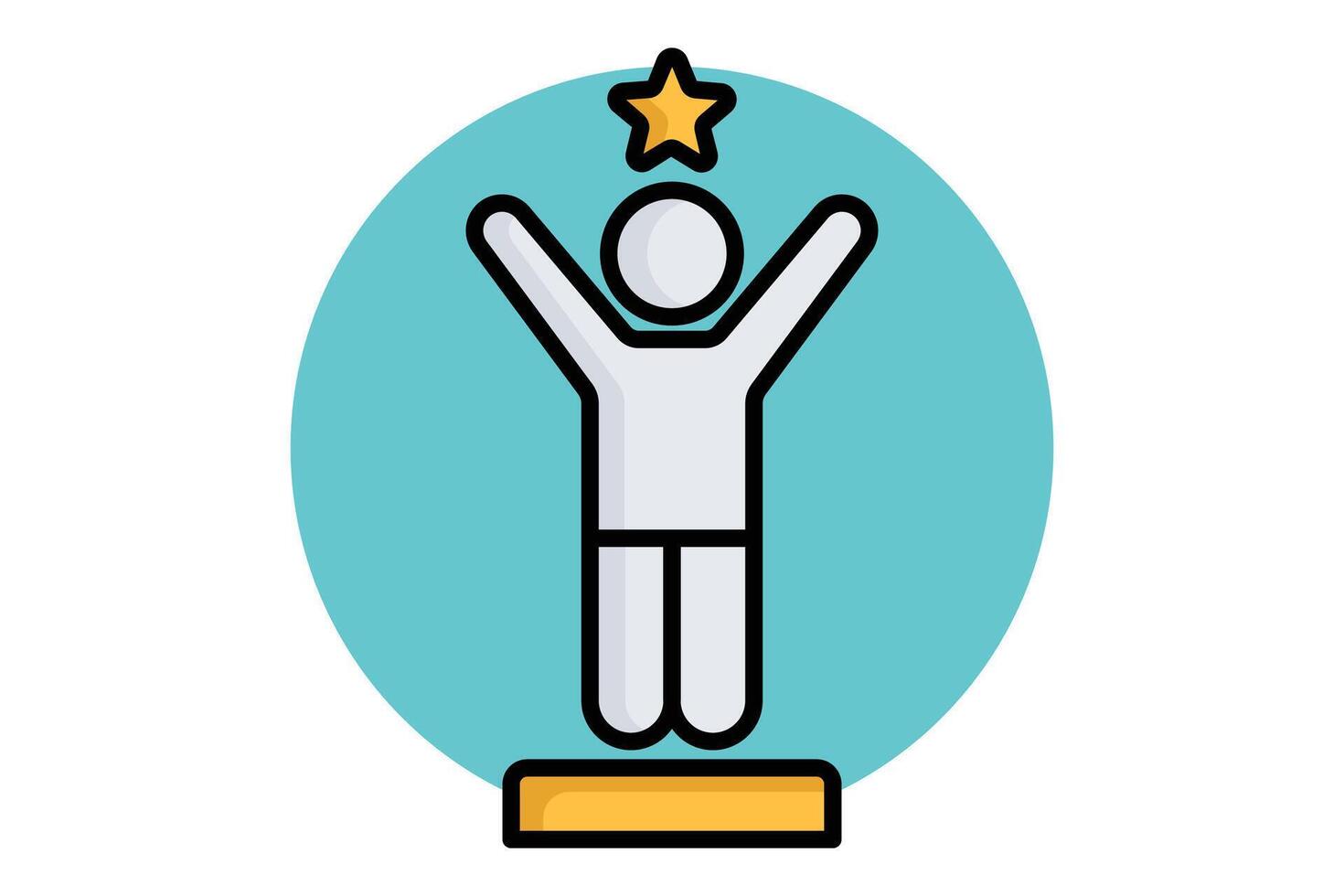 Success icon. colored outline icon style. person with star. icon related to motivation. success elements illustration vector