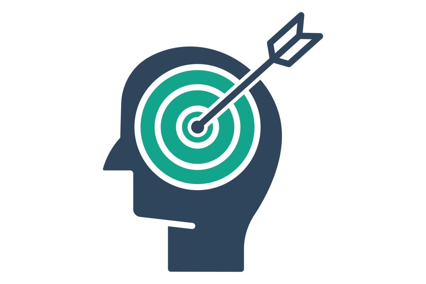 Purpose icon. solid icon style. head with target. icon related to motivation. success elements illustration vector