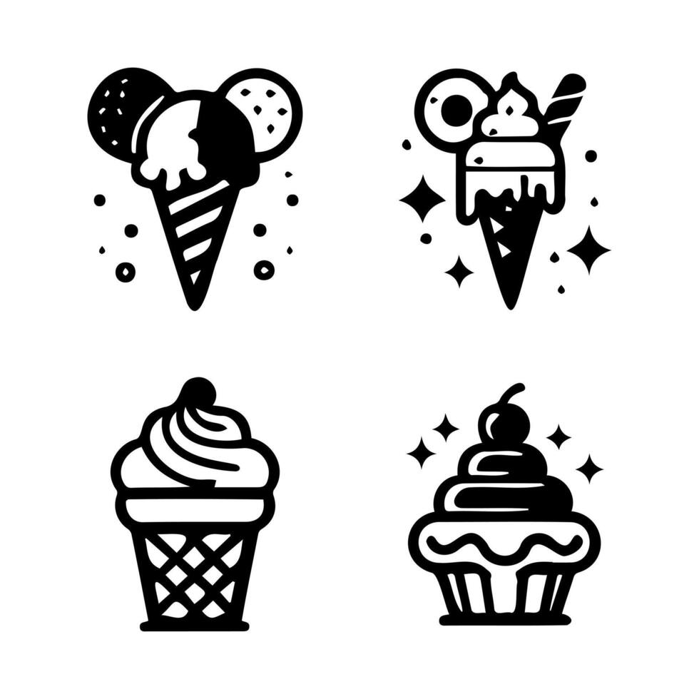 Hand drawn minimalist ice cream icon on white background vector