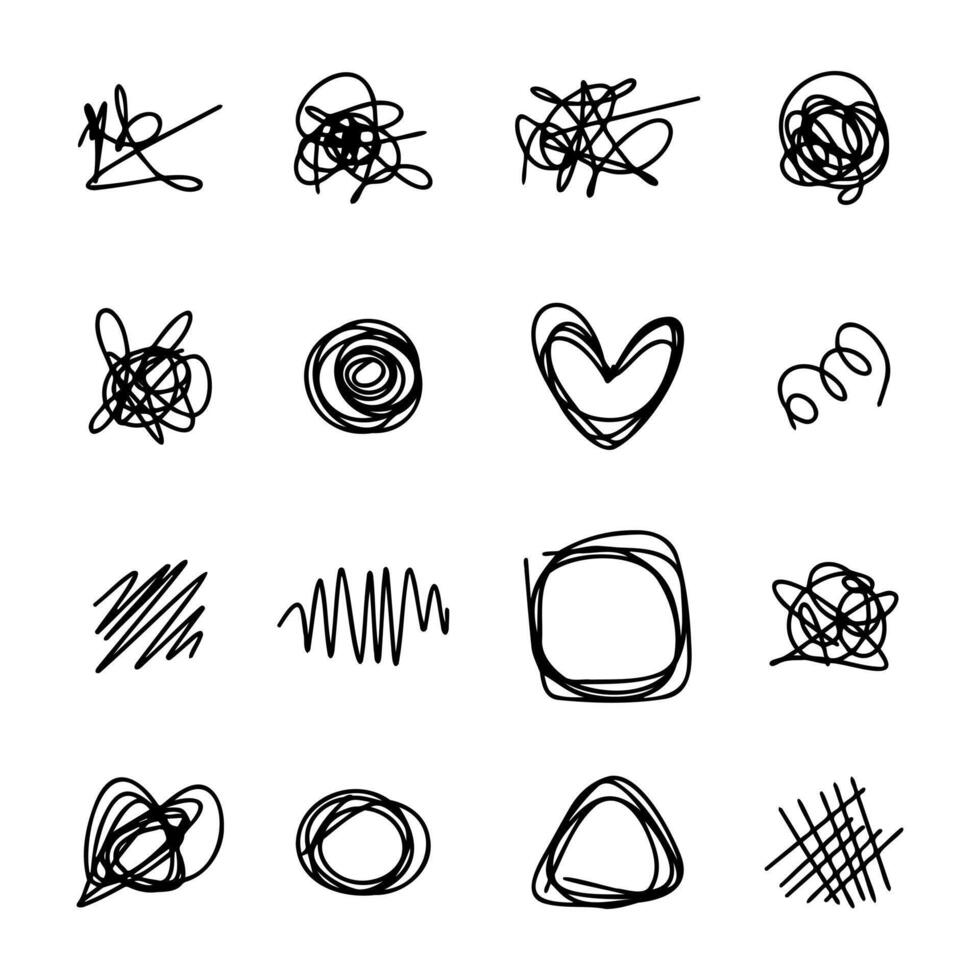hand drawn of tangle scrawl sketch. Abstract scribble, chaos doodle pattern Isolated on white background. vector