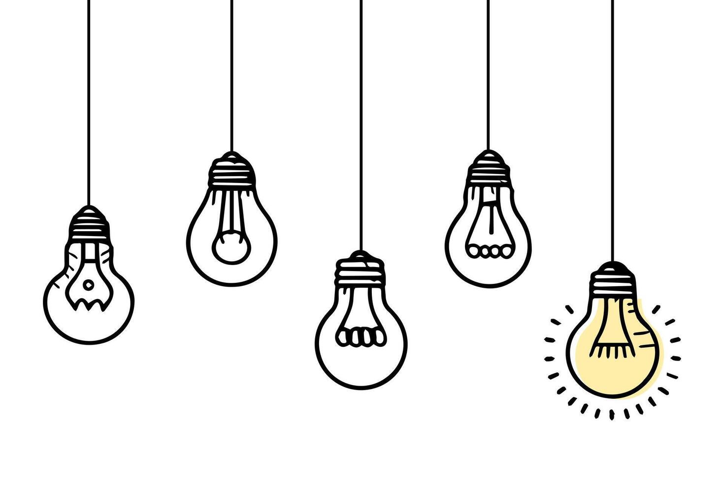 doodle of light bulb illustration, idea symbol on white background. vector