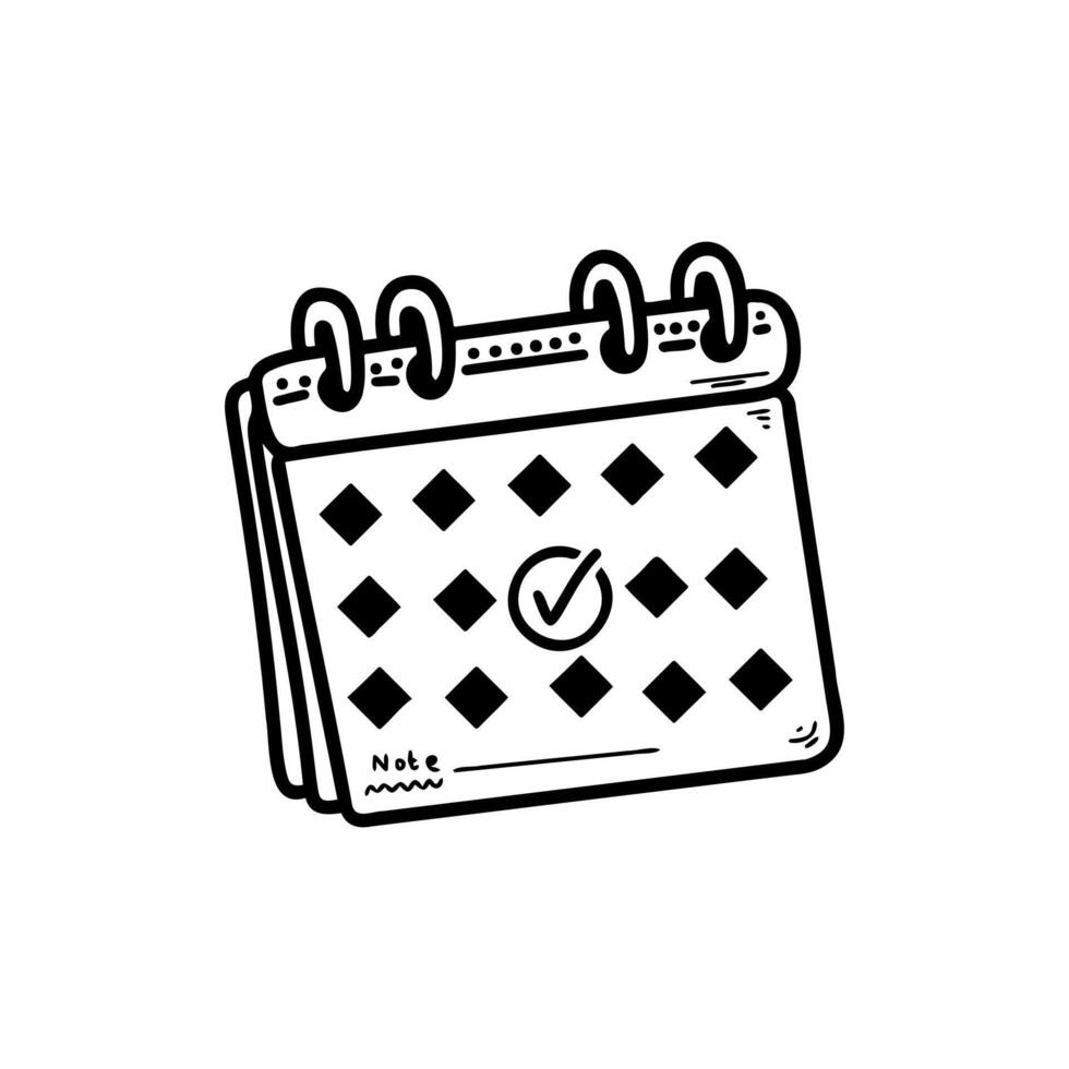 hand drawn doodle folding calendar isolated cartoon art style vector