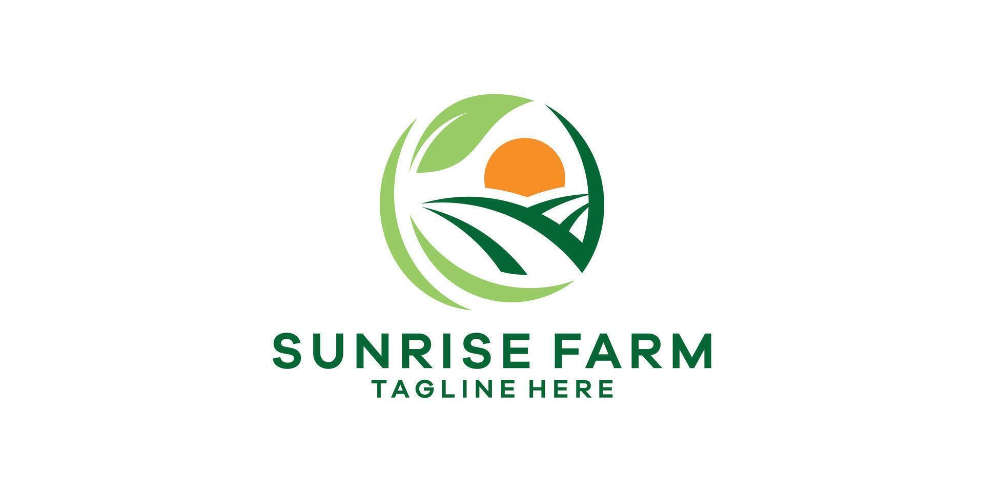 logo design sunrise and farm, circle, landscape, logo design , icon, symbol, idea, creative. vector
