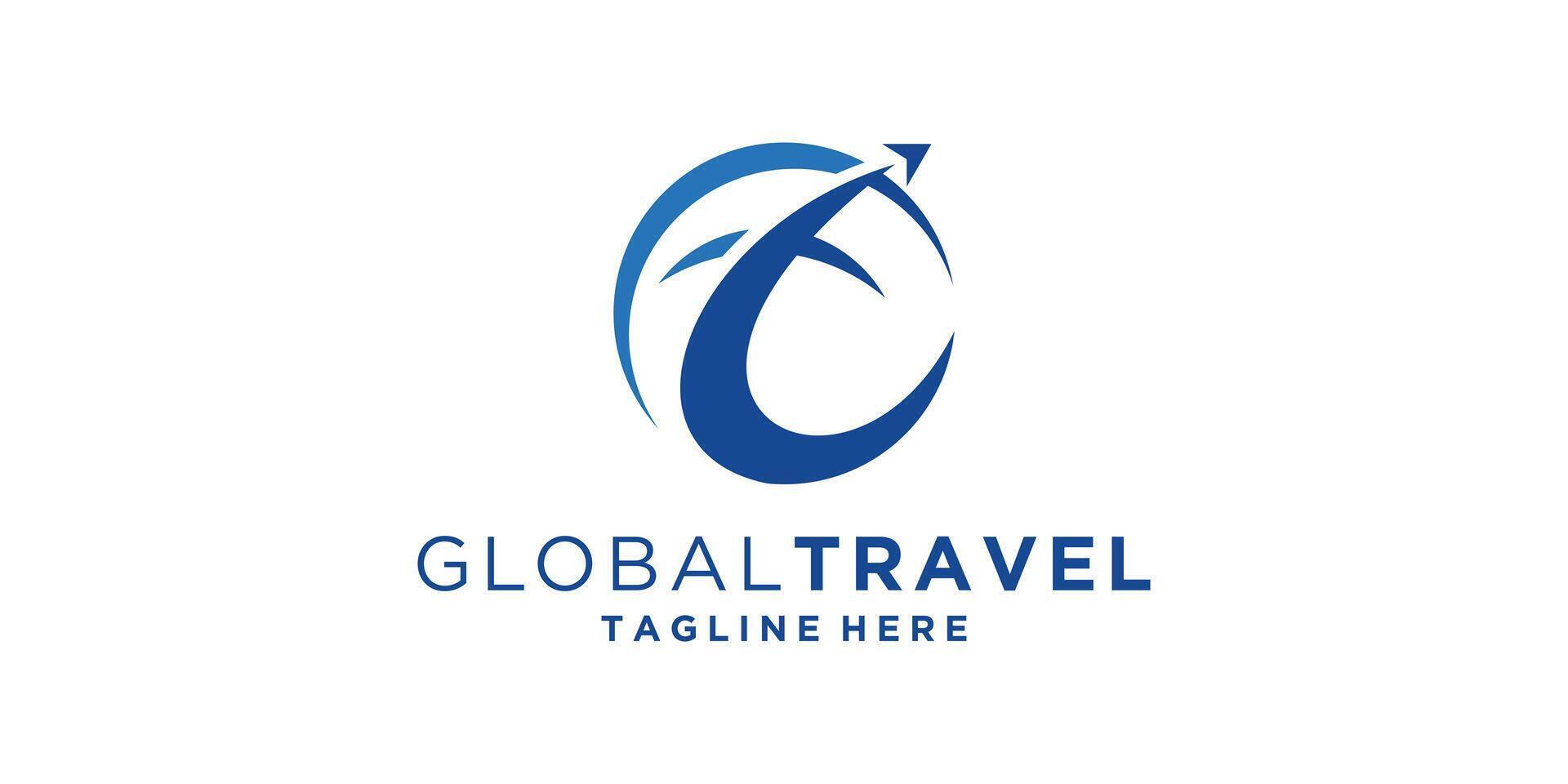 logo design combination of global and airplane, travel, technology, logo design , symbol, icon, idea, creative. vector