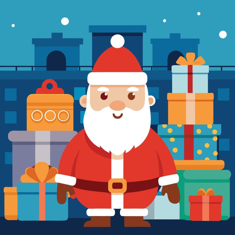 Unbox the Magic of Christmas with Santa Gift Box vector