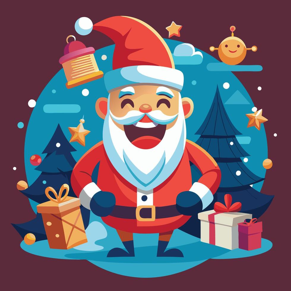 Santa Claus with Christmas gift vector