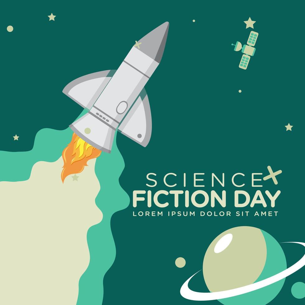 Greeting Card design template for National Science Fiction Day vector