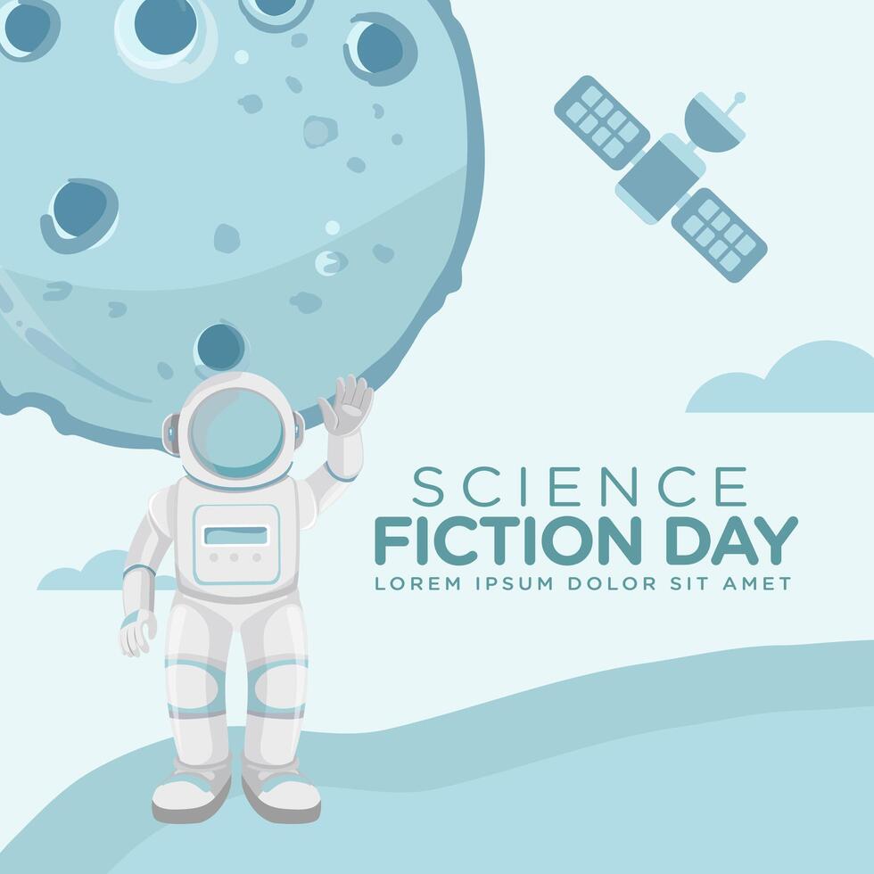 Greeting Card design template for National Science Fiction Day vector