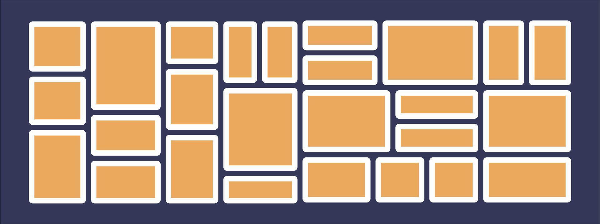 Picture collage and digital photo wall template vector