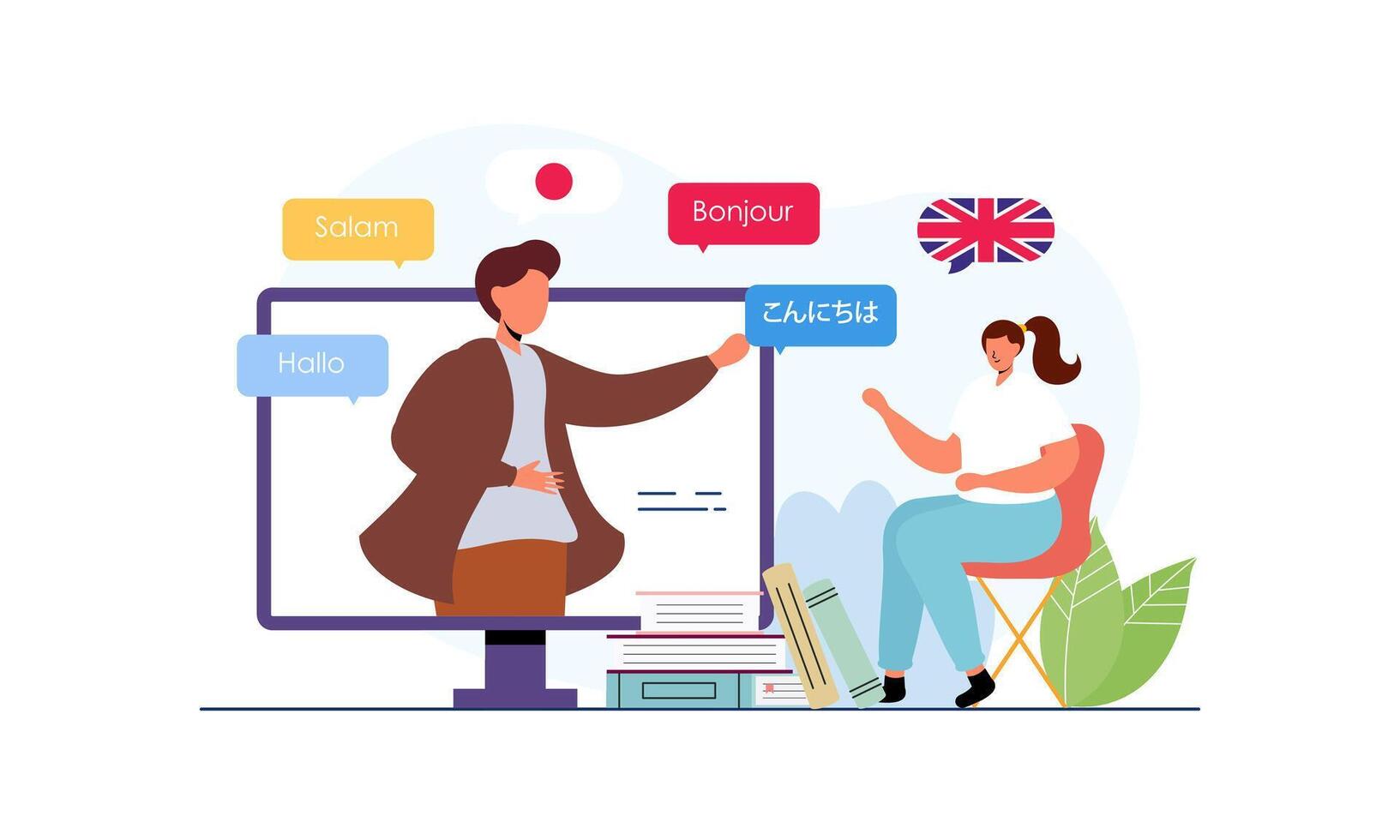 Language courses concept in flat design vector