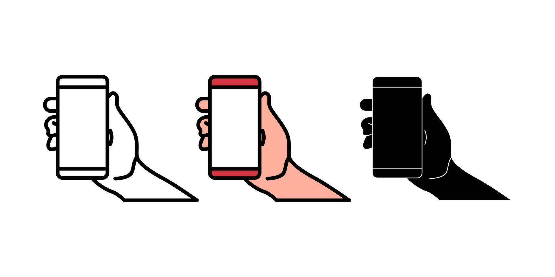 illustration of icon of hand holding smart phone vector