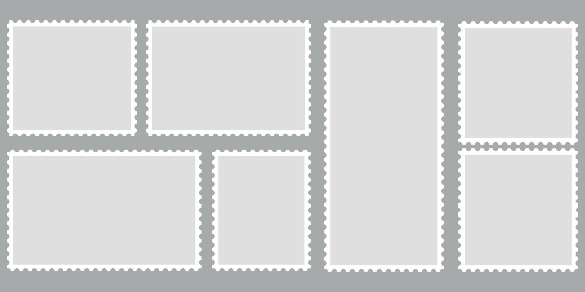 Blank Postage stamp collection on gray background vector