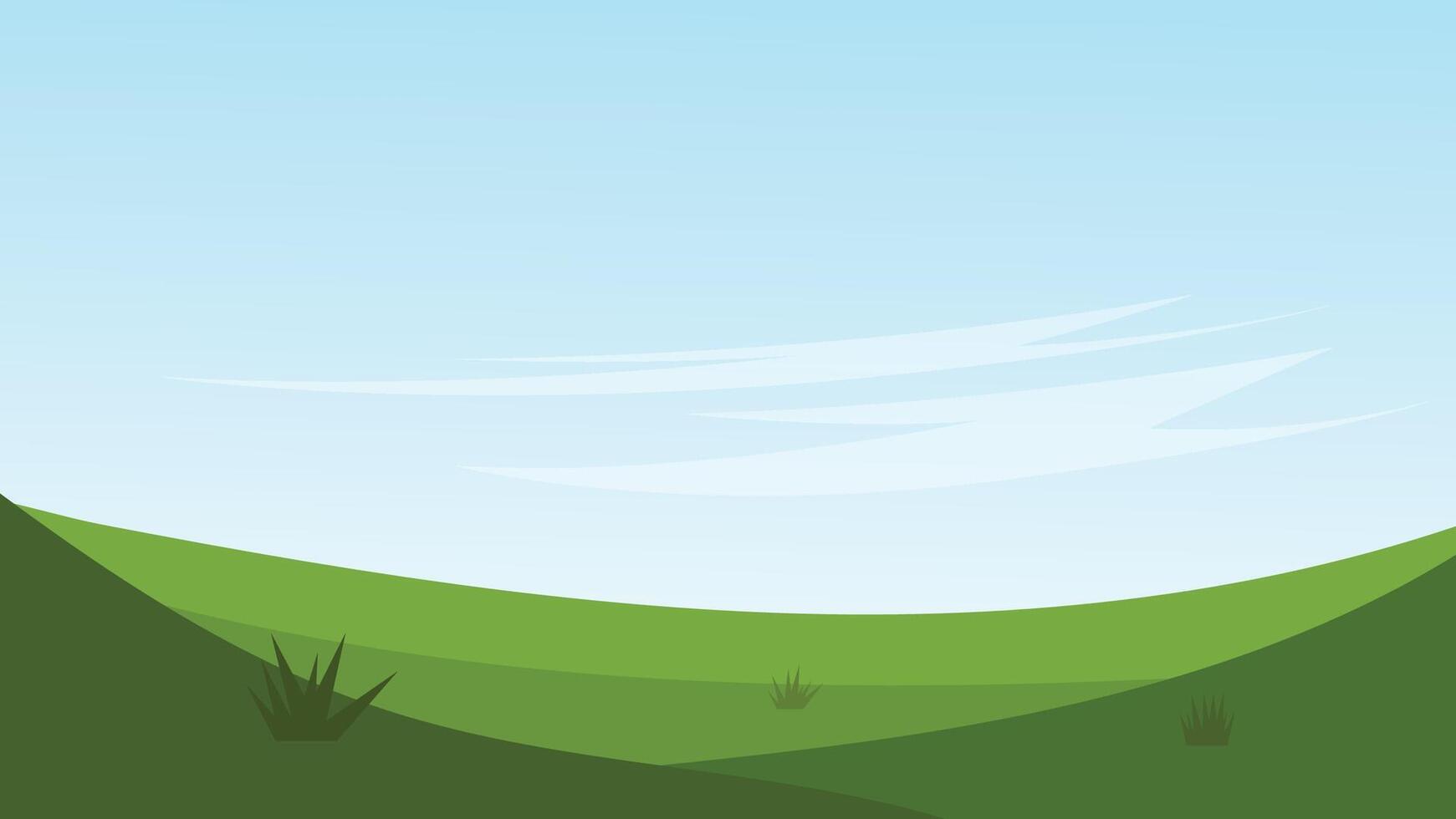 green field with blue sky background. nature landscape cartoon scene vector