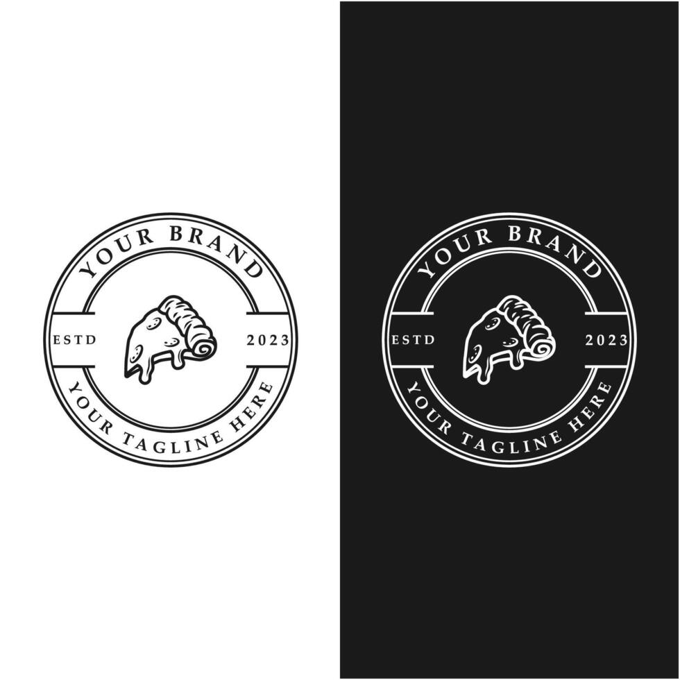 set of Pizza Logo Template with retro style vector