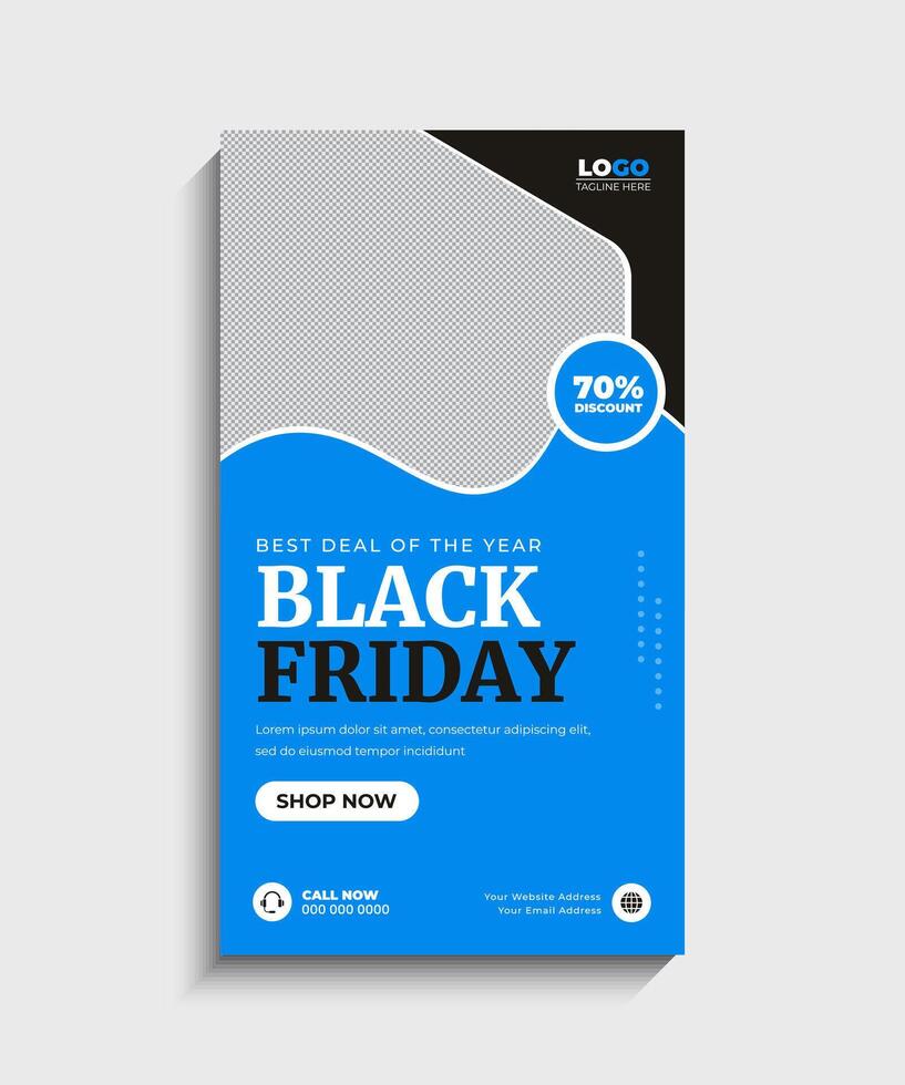Elegant Black Friday Sale Social Media story template vector