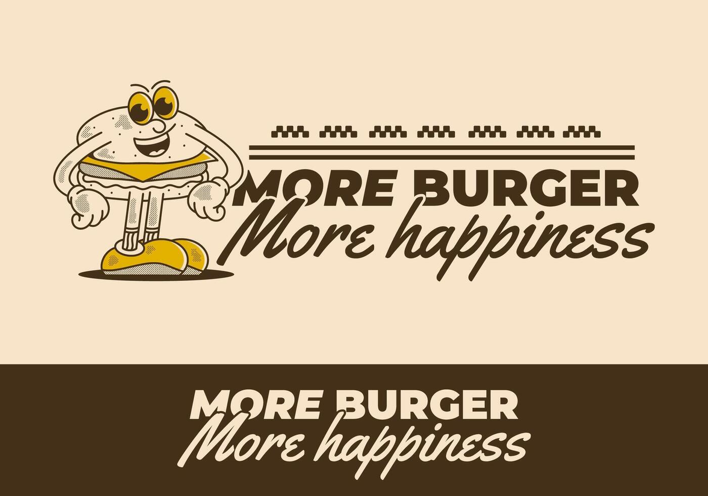 The Standing burger character in happy face, in two different colors vector