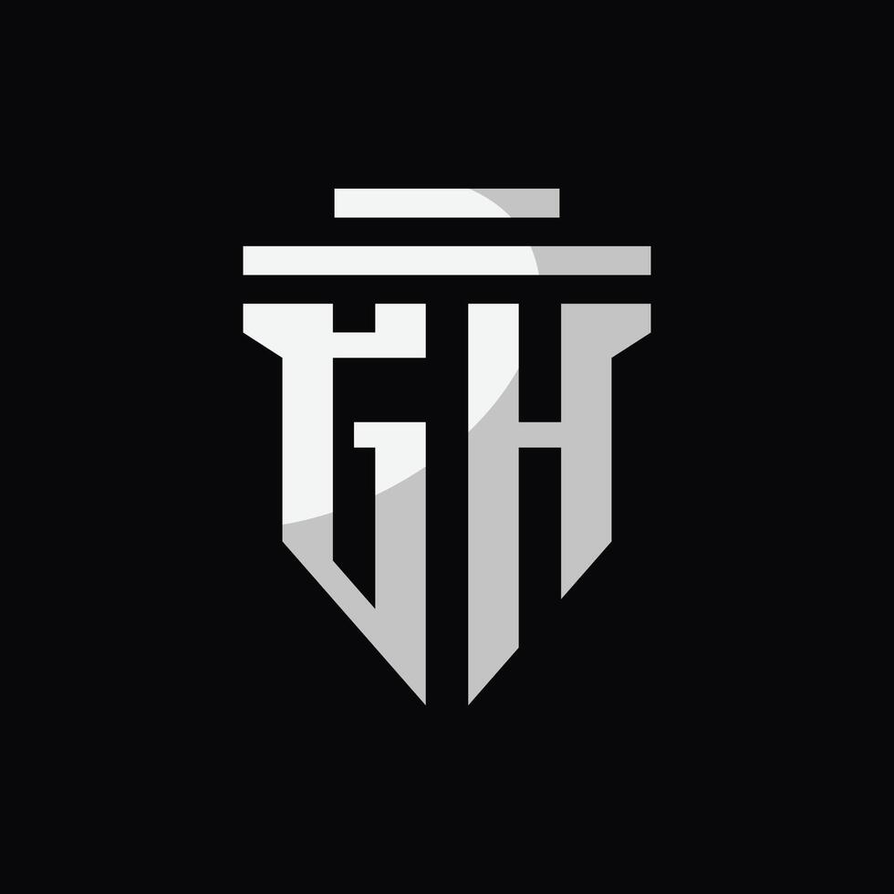 simple monogram of letter G AND H in pillar shape vector